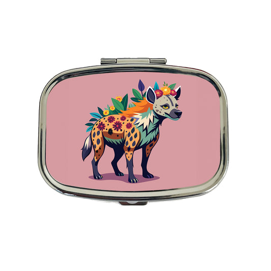 Hyena Floral Flowers Travel Pill Box Case