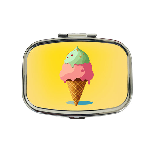 Ice Cream Cone Two Scoops Travel Pill Box Case