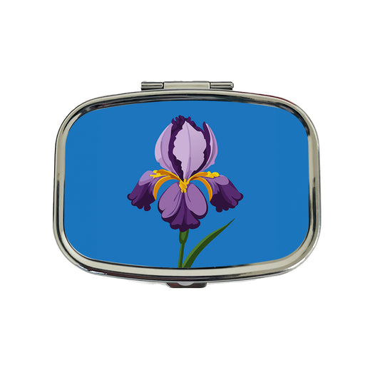 Iris Bearded Purple Flower Travel Pill Box Case