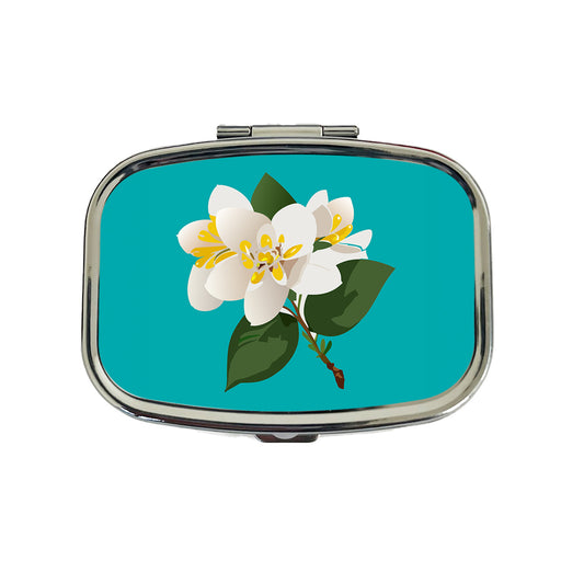 Jasmine White Flowers Travel Pill Box Case