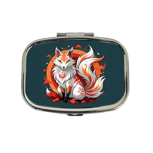 Kitsune Fox Japanese Folklore Travel Pill Box Case