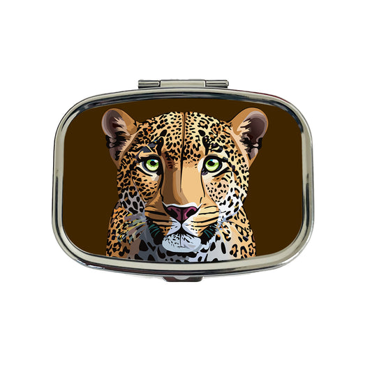Leopard Cheetah Face Big Cat Travel Pill Box Case