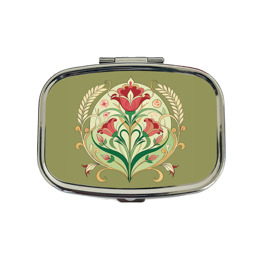 Light Floral Art Nouveau Flowers Elegant Travel Pill Box Case