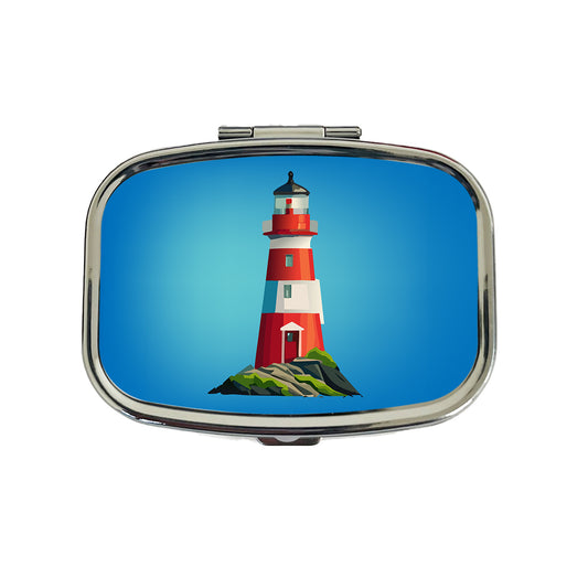 Lighthouse Light House Red White Travel Pill Box Case