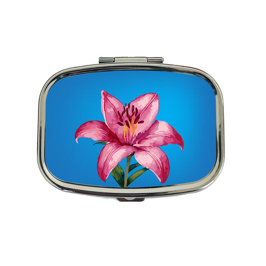 Lily Pink Flower Travel Pill Box Case