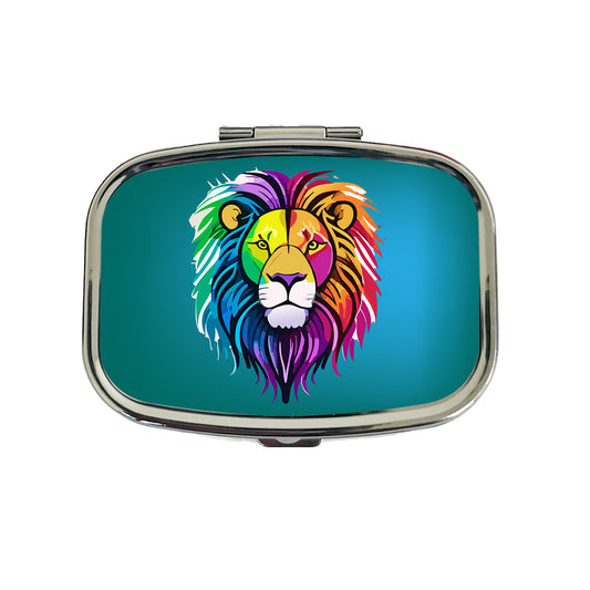 Lion Head Colorful Travel Pill Box Case