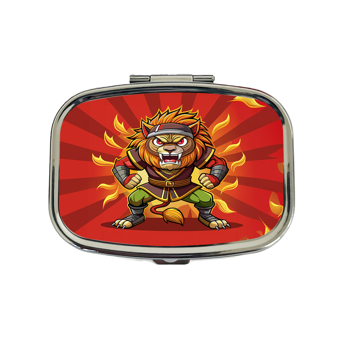 Lion Ninja Fighting Warrior Travel Pill Box Case