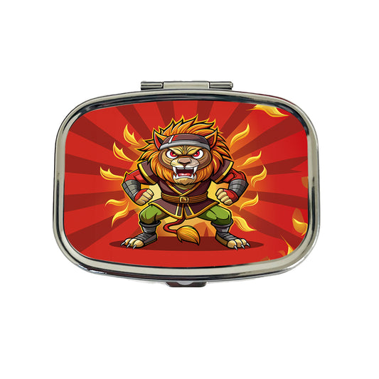 Lion Ninja Fighting Warrior Travel Pill Box Case