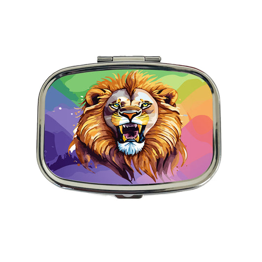 Lion Roaring Male Watercolor Travel Pill Box Case