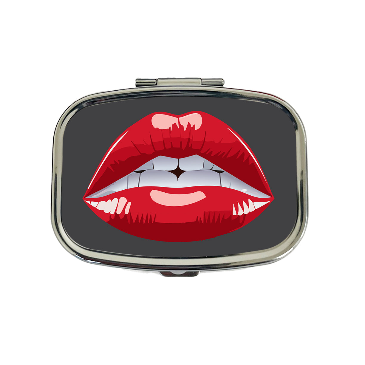 Lips Red Lipstick Mouth Travel Pill Box Case