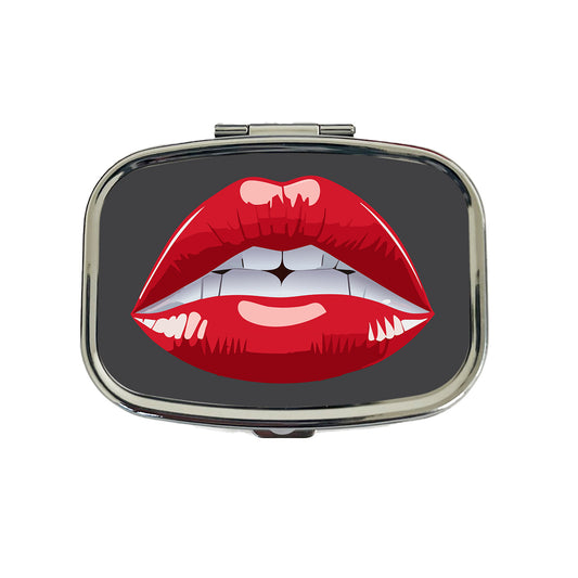 Lips Red Lipstick Mouth Travel Pill Box Case