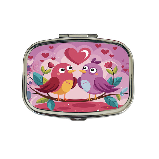 Love Birds Valentines Day Anniversary Wedding Travel Pill Box Case