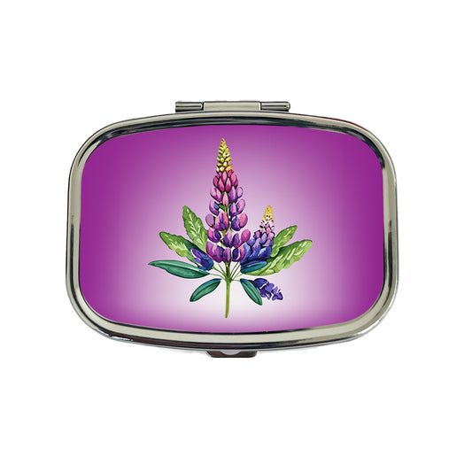 Lupine Plant Flower Watercolor Travel Pill Box Case