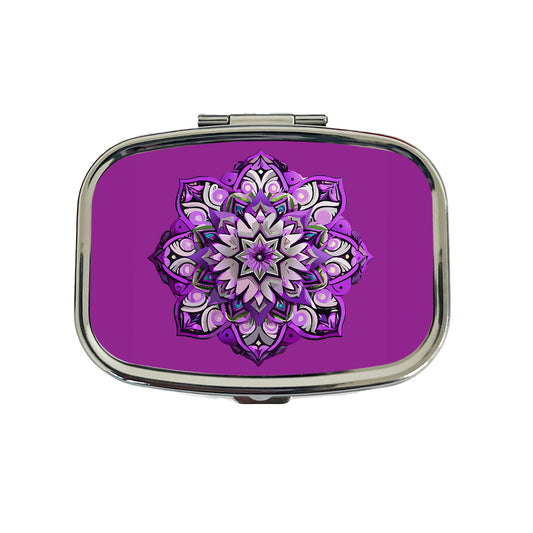 Mandala Purple Travel Pill Box Case