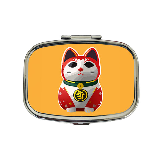 Maneki Neko Lucky Cat Travel Pill Box Case