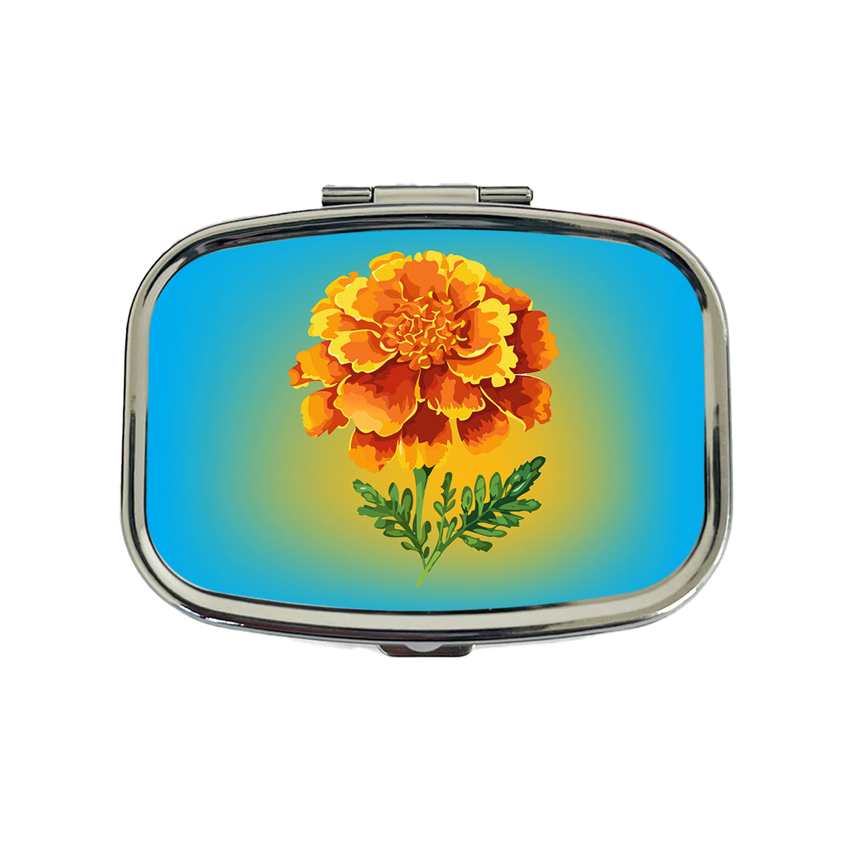 Marigold Flower Watercolor Orange Travel Pill Box Case