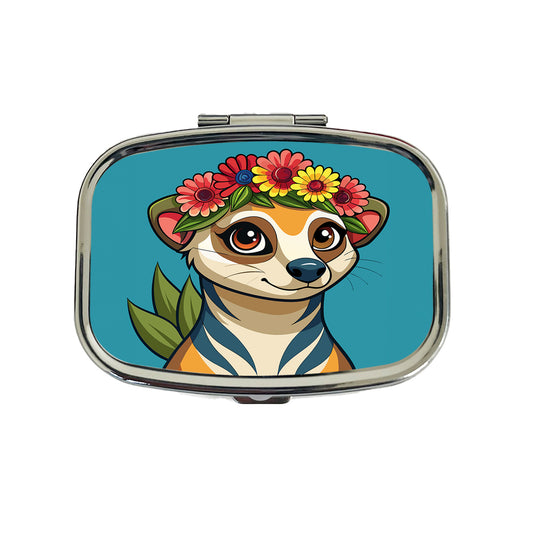 Meerkat Floral Flowers Travel Pill Box Case