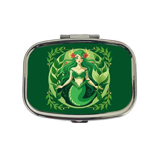 Mermaid Botanical Art Nouveau Travel Pill Box Case