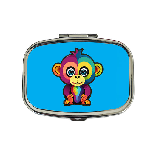 Monkey Colorful Rainbow Travel Pill Box Case