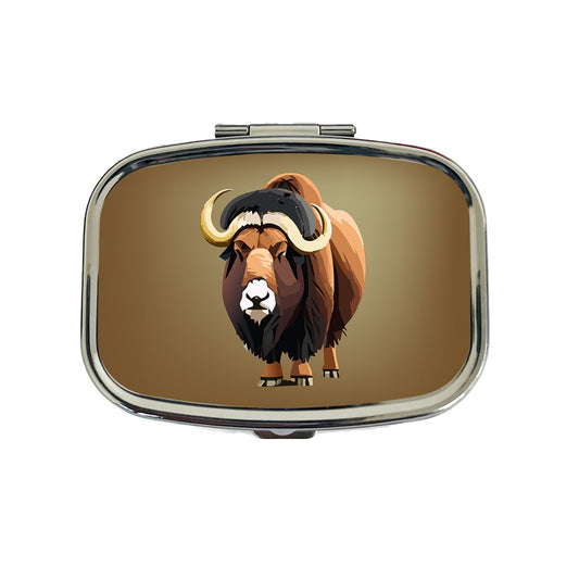 Muskox Musk Ox Shaggy Arctic Animal Travel Pill Box Case
