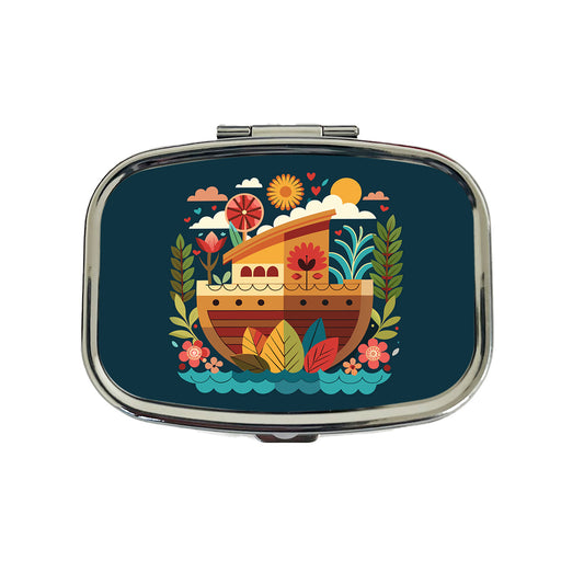 Noah's Ark Floral Bible Story Travel Pill Box Case