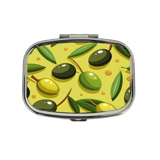 Olives Scattered Pattern Travel Pill Box Case