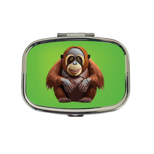 Orangutan Great Ape Sitting Travel Pill Box Case