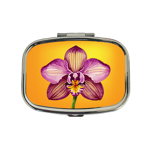 Orchid Flower Watercolor Travel Pill Box Case