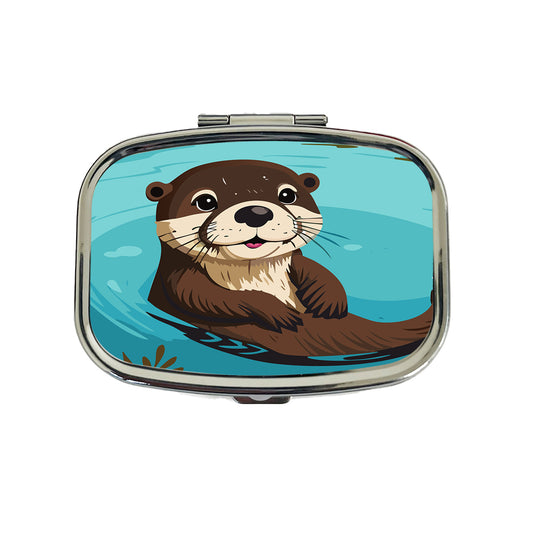 Otter Cute Swimming in Water Travel Pill Box Case