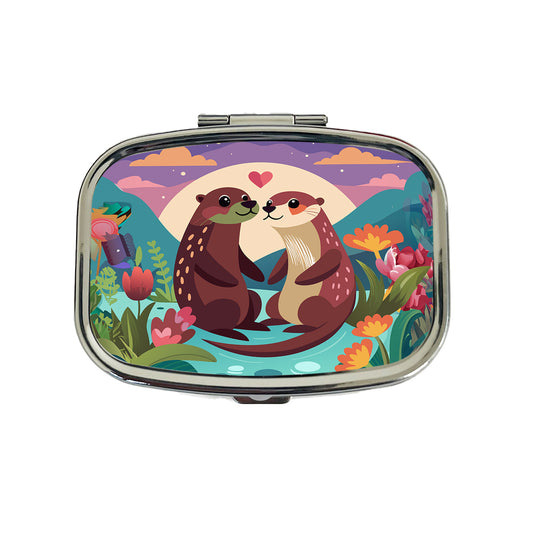 Otters in Love Anniversary Wedding Valentines Day Travel Pill Box Case