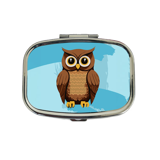 Owl Brown Travel Pill Box Case