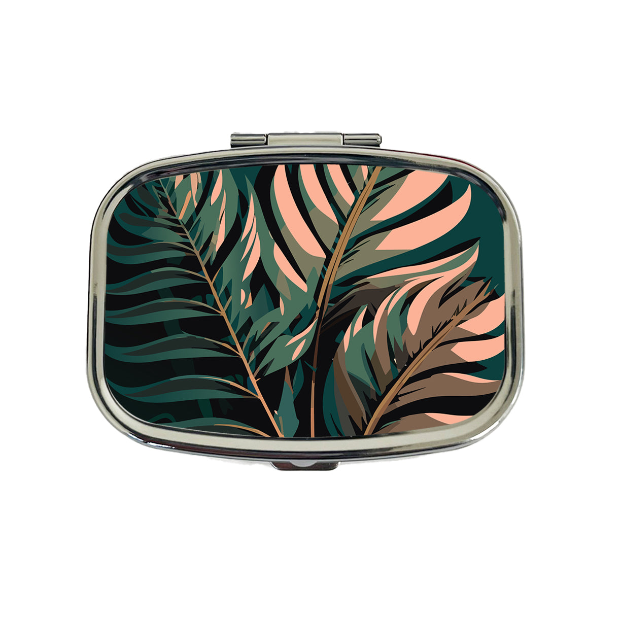 Palm Trees Leaves Fronds Tropical Foliage Travel Pill Box Case