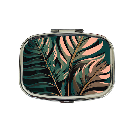 Palm Trees Leaves Fronds Tropical Foliage Travel Pill Box Case