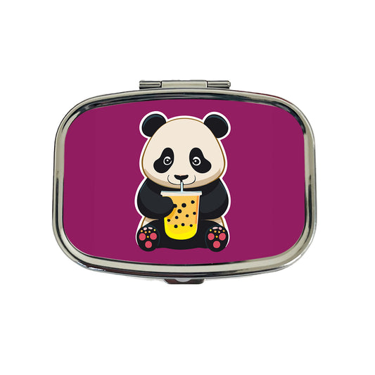 Panda Drinking Boba Bubble Tea Travel Pill Box Case