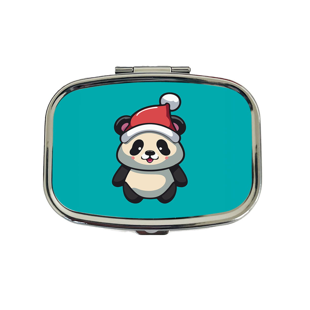 Panda Wearing Santa Hat Christmas Travel Pill Box Case
