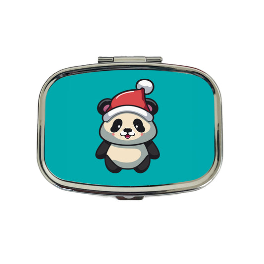 Panda Wearing Santa Hat Christmas Travel Pill Box Case