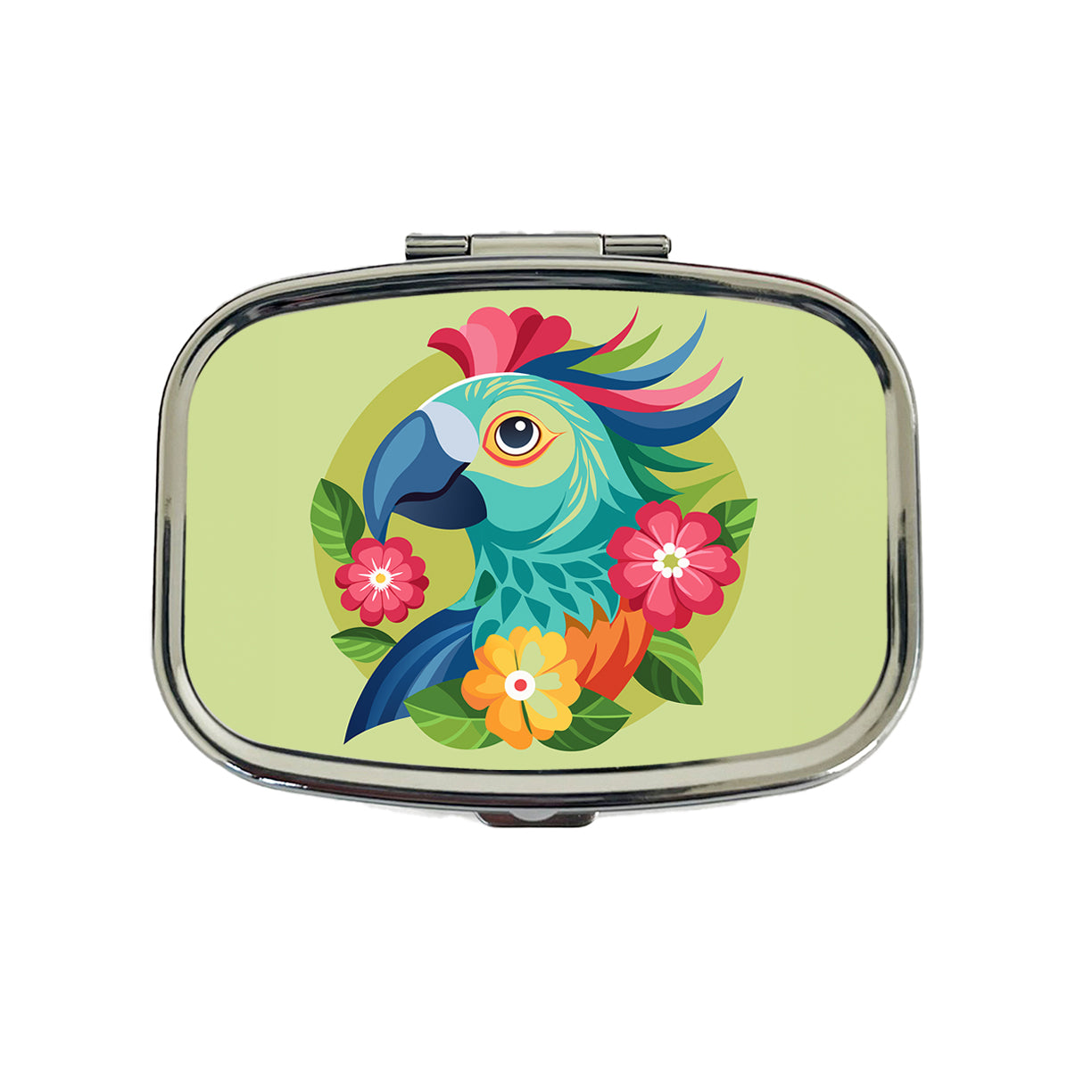 Parrot Bird Floral Flowers Travel Pill Box Case