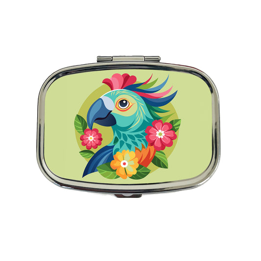 Parrot Bird Floral Flowers Travel Pill Box Case