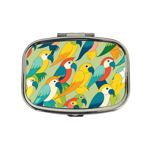 Parrots Pattern Travel Pill Box Case