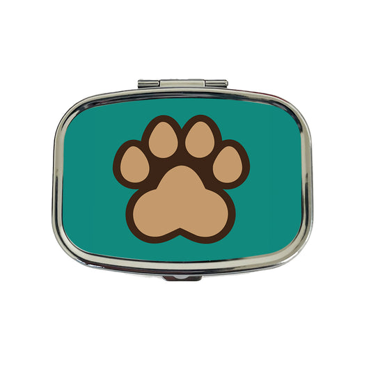 Paw Print Dogs Cats Travel Pill Box Case