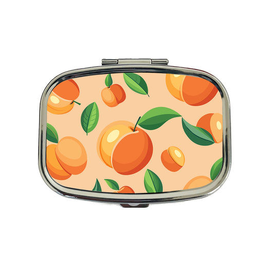 Peaches Scattered Background Pattern Travel Pill Box Case