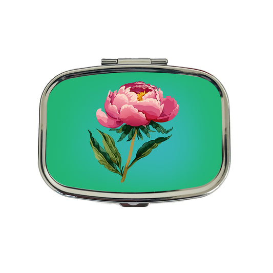 Peony Pink Flower Watercolor Travel Pill Box Case