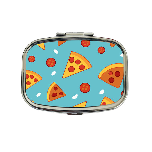 Pepperoni Pizza Scattered Pattern Travel Pill Box Case