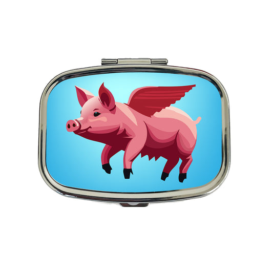 Pig Flying Funny Travel Pill Box Case
