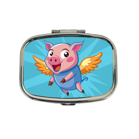 Pig Flying Silly Funny Travel Pill Box Case