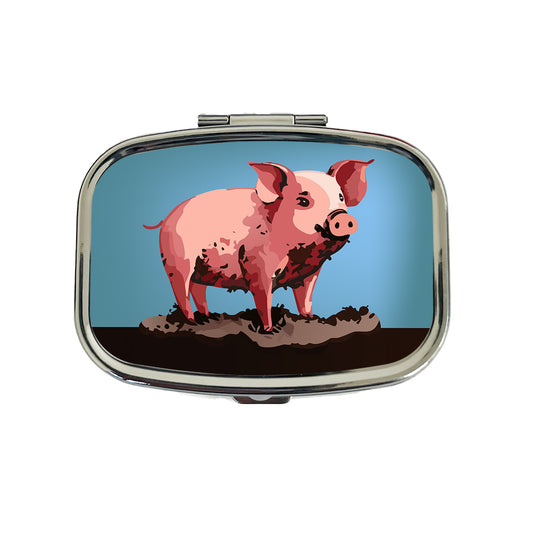 Pig in Mud Travel Pill Box Case