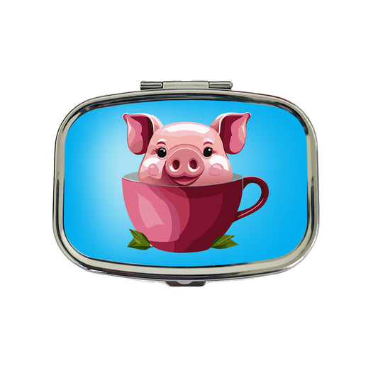 Pig Teacup Travel Pill Box Case