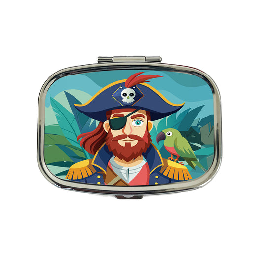 Pirate with Eye Patch and Parrot Travel Pill Box Case