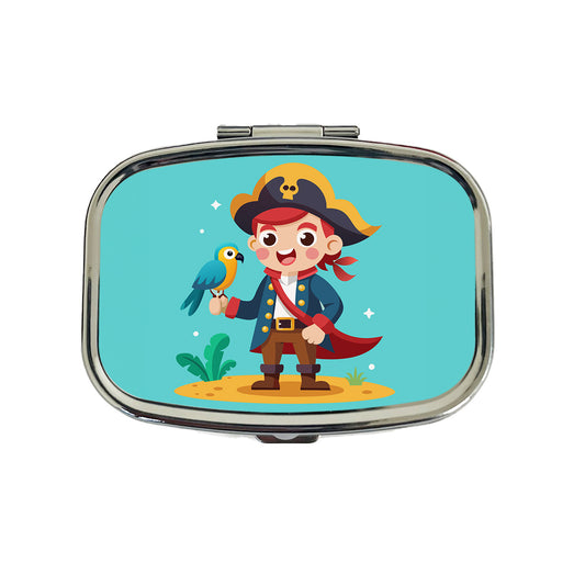 Pirate with Parrot Cute Travel Pill Box Case