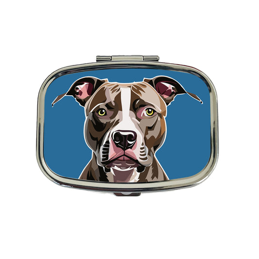 Pit Bull Dog Face Staring Travel Pill Box Case